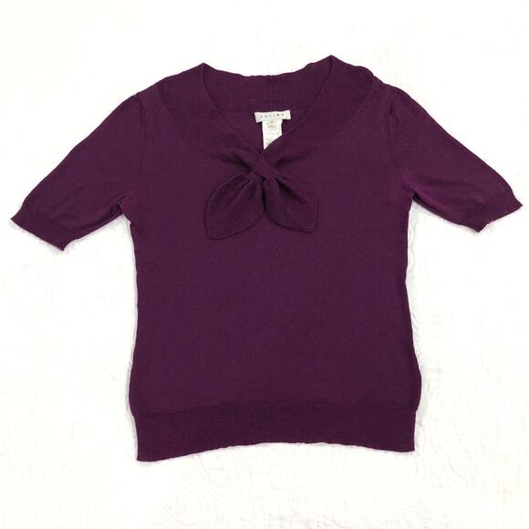 CELINE Purple Wool Front Tie Sweater Top - Picture 2 of 9